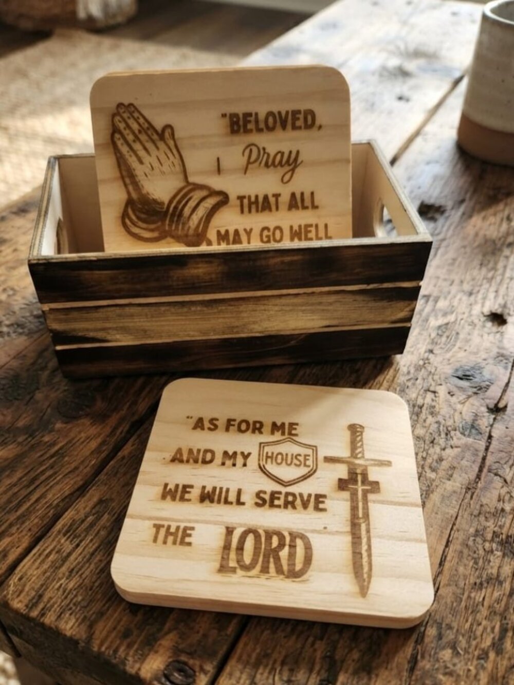 Inspirational wooden Coaster Set of 4